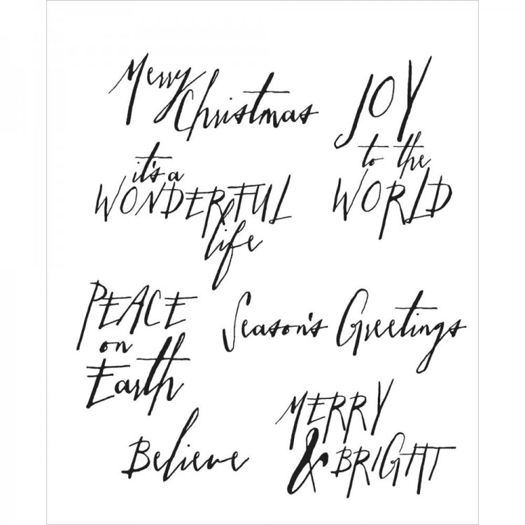 Handwritten Holidays - Cling Rubber Stamp Set - Tim Holtz - Click Image to Close