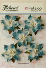 Denim Blue - Burlap Poinsettias x5 - Textured Elements Collection