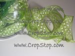 Parrot Green with White sheer dots