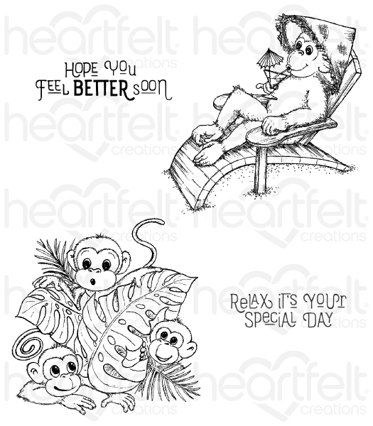 Relaxin' Monkeys Cling Stamp Set-Monkeying Around - Click Image to Close