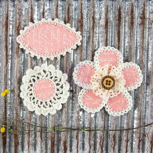 Blush - Pensacola Paper with crochet edge flowers. - Click Image to Close
